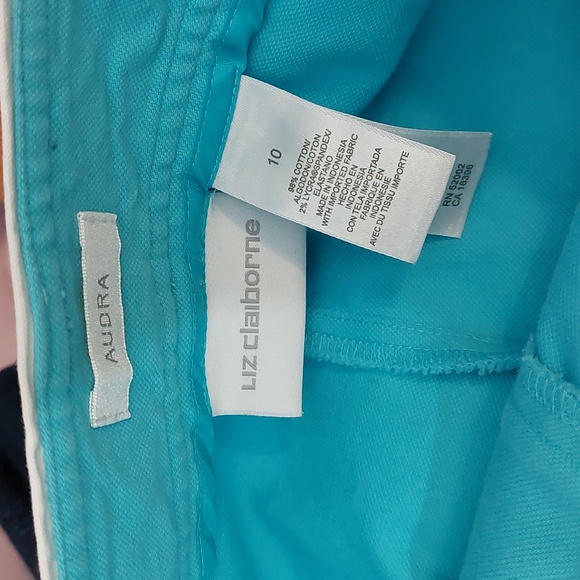 Liz Claiborne Audra Sky Blue White Tailored Straight LegTrousers Pants Size 10 - Picture 6 of 8